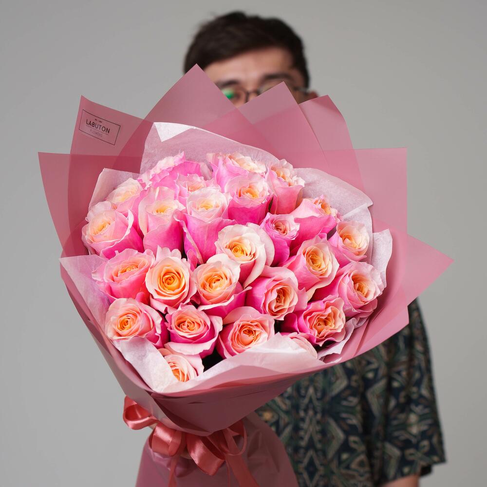 25 роз 50см цвет фламинго